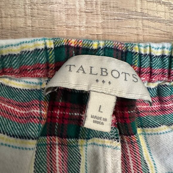TALBOTS WOMENS RED GREEN YELLOW PLAID PAJAMA PANTS LARGE - Picture 7 of 8